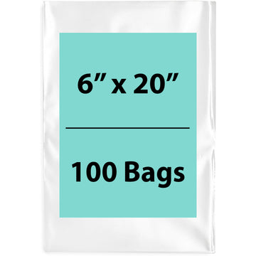 Clear Poly Bags 6" x 20" 1.5 Mil 100 Bags